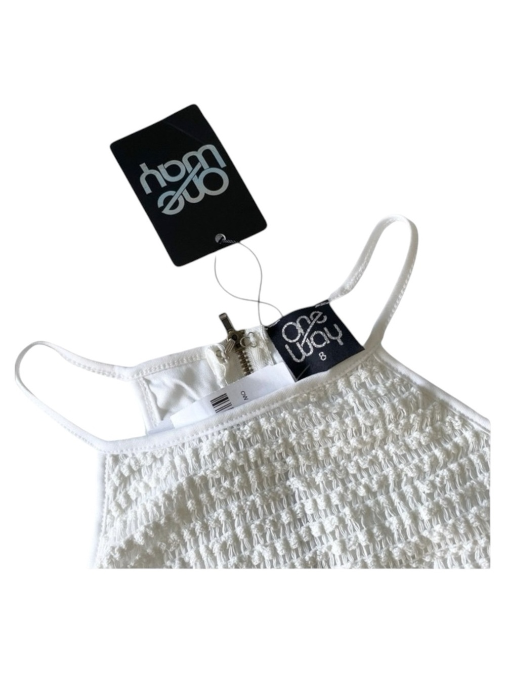 new LF One Way ✌︎︎ Festival Crochet Halter Spaghetti Strap Crop Top ✌︎︎ White - Picture 8 of 16